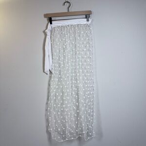 Sheer White Polka Dot Maxi Skirt